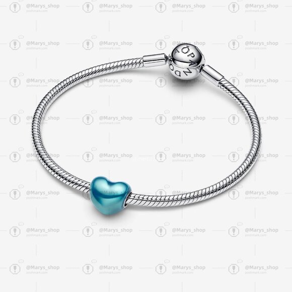 Pandora Metallic Sky Blue Heart Charm - Picture 3 of 6